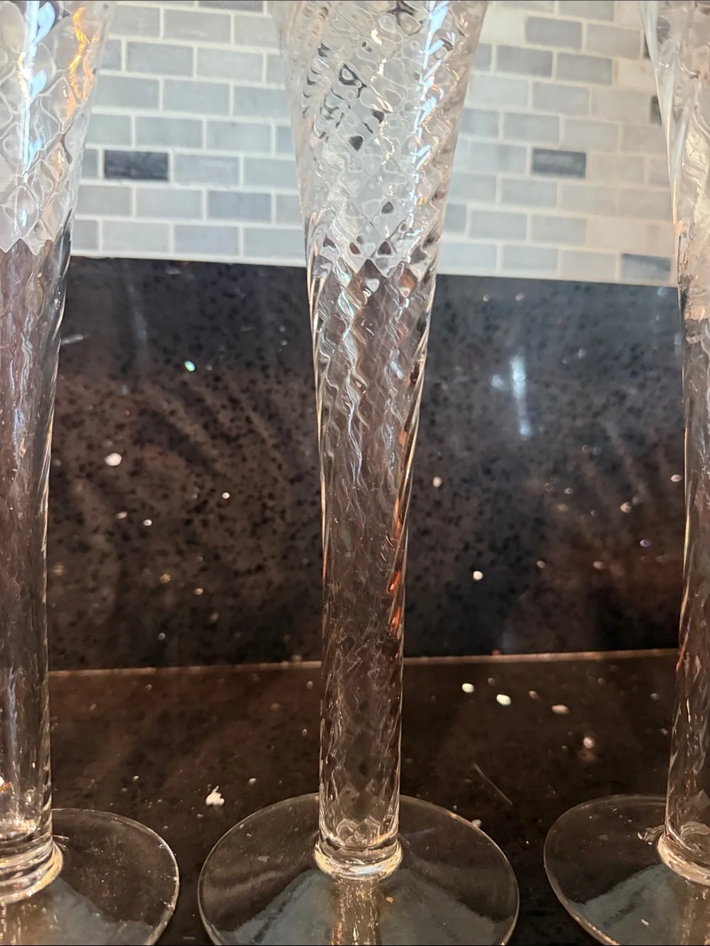 Clear Crystal Fluted Champagne Glasses - Set of 4 - 11”